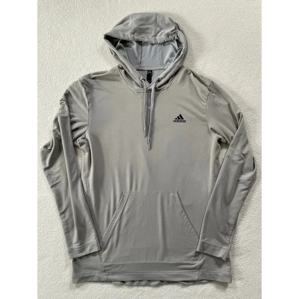 Adidas Mens Medium Grey Aeroready Hoodie Lightweight Pullover H47658 Athleisure